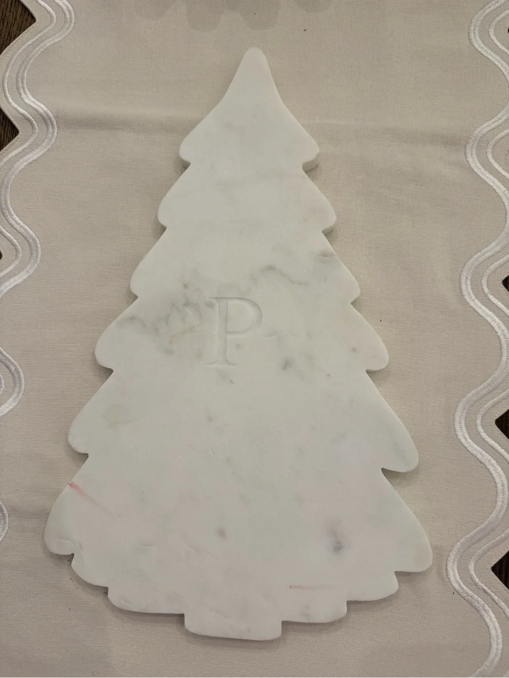 POTTERY BARN TALL MARBLE TREE CHEESE BOARD 16